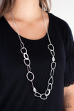 Paparazzi "Metro Nouveau"  Silver Necklace & Earring Set Paparazzi Jewelry