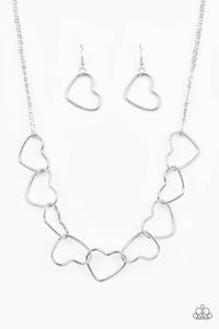 Paparazzi "Unbreak My Heart" Silver Necklace & Earring Set Paparazzi Jewelry