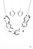 Paparazzi VINTAGE VAULT "Capital Contour" Silver Necklace & Earring Set Paparazzi Jewelry