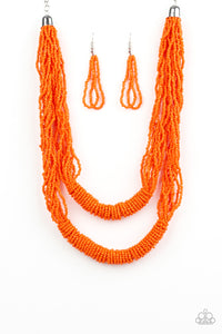 Paparazzi "Right As RAINFOREST" Orange Necklace & Earring Set Paparazzi Jewelry