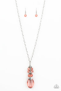 Paparazzi "Crystal Cascade" Orange Necklace & Earring Set Paparazzi Jewelry