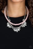 Paparazzi "Bow Before The Queen" Pink Necklace & Earring Set Paparazzi Jewelry