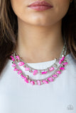 Paparazzi VINTAGE VAULT "Pebble Pioneer" Pink Necklace & Earring Set Paparazzi Jewelry