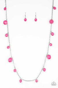 Paparazzi VINTAGE VAULT "GLOW-Rider" Pink Necklace & Earring Set Paparazzi Jewelry