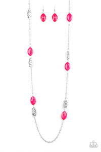 Paparazzi "Beachfront Beauty" Pink Necklace & Earring Set Paparazzi Jewelry