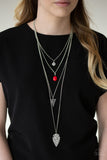 Paparazzi VINTAGE VAULT "Grounded in ARTIFACT" Red Necklace & Earring Set Paparazzi Jewelry
