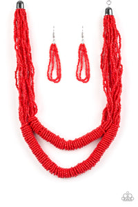 Paparazzi "Right As RAINFOREST" Red Necklace & Earring Set Paparazzi Jewelry