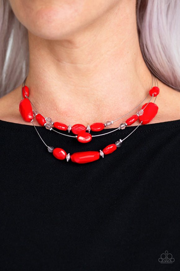 Paparazzi Radiant Reflections Red Necklace & Earring Set