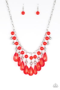 Paparazzi "Beauty School Drop Out" Red Necklace & Earring Set Paparazzi Jewelry