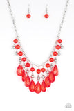 Paparazzi "Beauty School Drop Out" Red Necklace & Earring Set Paparazzi Jewelry