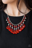 Paparazzi VINTAGE VAULT "Beauty School Drop Out" Red Necklace & Earring Set Paparazzi Jewelry