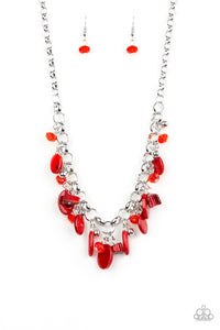 Paparazzi "I Want to Sea the World" Red Necklace & Earring Set Paparazzi Jewelry