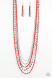 Paparazzi "Industrial Vibrance" Red Necklace & Earring Set Paparazzi Jewelry