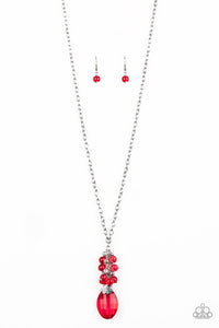 Paparazzi "Crystal Cascade" Red Necklace & Earring Set Paparazzi Jewelry