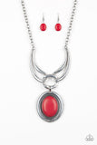 Paparazzi "Divide and RULER" Red Necklace & Earring Set Paparazzi Jewelry