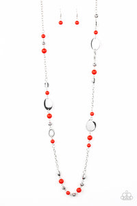 Paparazzi VINTAGE VAULT "Serenely Springtime" Red Necklace & Earring Set Paparazzi Jewelry