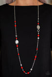 Paparazzi VINTAGE VAULT "Serenely Springtime" Red Necklace & Earring Set Paparazzi Jewelry