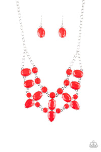 Paparazzi VINTAGE VAULT "Goddess Glow" Red Necklace & Earring Set Paparazzi Jewelry