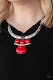 Paparazzi "Commander in CHIEFETTE" Red Necklace & Earring Set Paparazzi Jewelry