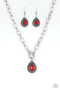 Paparazzi "Sheen Queen" Red Necklace & Earring Set Paparazzi Jewelry