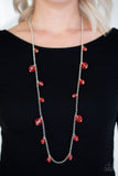 Paparazzi VINTAGE VAULT "GLOW-Rider" Red Necklace & Earring Set Paparazzi Jewelry