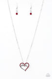 Paparazzi VINTAGE VAULT "Heart to Heartthrob" Red Necklace & Earring Set Paparazzi Jewelry