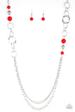Paparazzi VINTAGE VAULT "Modern Motley" Red Necklace & Earring Set Paparazzi Jewelry