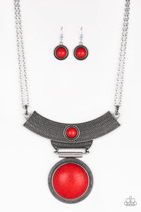 Paparazzi "Lasting EMPRESS-ions" Red Necklace & Earring Set Paparazzi Jewelry