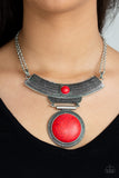 Paparazzi "Lasting EMPRESS-ions" Red Necklace & Earring Set Paparazzi Jewelry