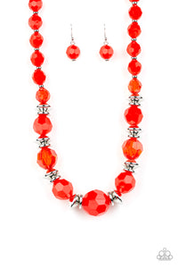 Paparazzi "Dine and Dash" Red Necklace & Earring Set Paparazzi Jewelry