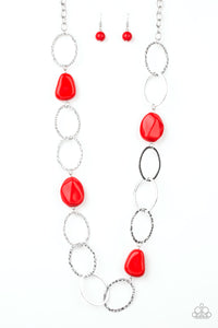 Paparazzi VINTAGE VAULT "Modern Day Malibu" Red Necklace & Earring Set Paparazzi Jewelry
