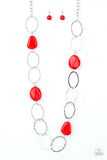 Paparazzi VINTAGE VAULT "Modern Day Malibu" Red Necklace & Earring Set Paparazzi Jewelry