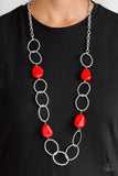 Paparazzi VINTAGE VAULT "Modern Day Malibu" Red Necklace & Earring Set Paparazzi Jewelry