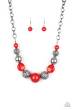 Paparazzi "Sugar, Sugar" Red Necklace & Earring Set Paparazzi Jewelry