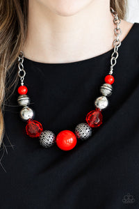 Paparazzi "Sugar, Sugar" Red Necklace & Earring Set Paparazzi Jewelry