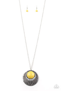 Paparazzi "Medallion Meadow" Yellow Necklace & Earring Set Paparazzi Jewelry