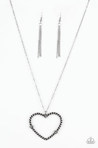 Paparazzi "Straight From The Heart" Silver Necklace & Earring Set Paparazzi Jewelry