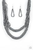 Paparazzi "Right As RAINFOREST" Silver Necklace & Earring Set Paparazzi Jewelry