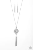 Paparazzi "Totally Worth The TASSEL" Silver Necklace & Earring Set Paparazzi Jewelry