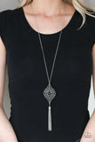 Paparazzi "Totally Worth The TASSEL" Silver Necklace & Earring Set Paparazzi Jewelry