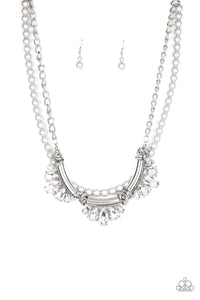 Paparazzi "Bow Before The Queen" Silver Necklace & Earring Set Paparazzi Jewelry