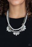 Paparazzi "Bow Before The Queen" Silver Necklace & Earring Set Paparazzi Jewelry