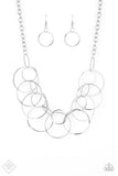 Paparazzi "Circa de Couture" FASHION FIX Silver Necklace & Earring Set Paparazzi Jewelry