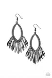 Paparazzi "My FLAIR Lady" Black Gunmetal Flared Fringe Marquise Shaped Earrings Paparazzi Jewelry