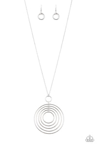 Paparazzi "Running Circles In My Mind" Silver Necklace & Earring Set Paparazzi Jewelry