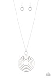 Paparazzi "Running Circles In My Mind" Silver Necklace & Earring Set Paparazzi Jewelry