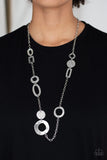 Paparazzi "Metro Scene" Silver Necklace & Earring Set Paparazzi Jewelry