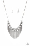 Paparazzi "Bragging Rights" Silver Necklace & Earring Set Paparazzi Jewelry