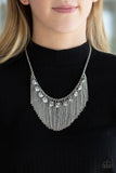 Paparazzi "Bragging Rights" Silver Necklace & Earring Set Paparazzi Jewelry