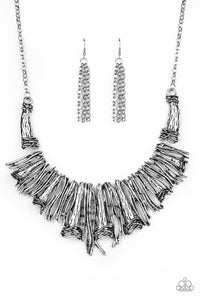 Paparazzi "In The MANE-stream" Silver Necklace & Earring Set Paparazzi Jewelry